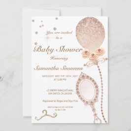 Invitation Parties scintillant en or Rose de diamant de fille