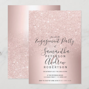 Invitation parties scintillant en or rose ombre fiançailles e