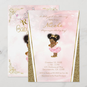 Invitation Parties scintillant en or rose Princesse Vintage B
