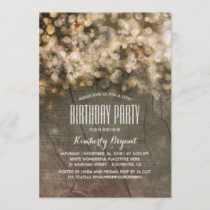 Invitation Parties scintillant en or rustique illumine Bois f