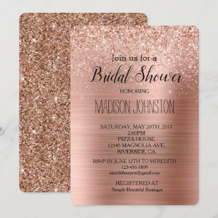 Invitation Parties scintillant en verre rose rose or