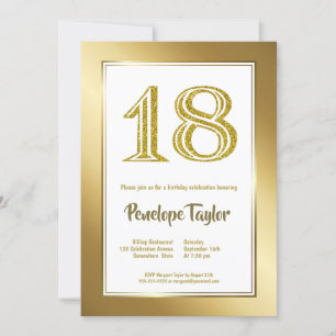 Invitation Parties scintillant et Gold 18ème anniversaire