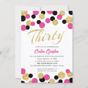 Invitation Parties scintillant étincelante Confetti   30e ann