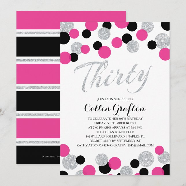Invitation Parties scintillant étincelante Confetti | 30e ann (Devant / Derrière)