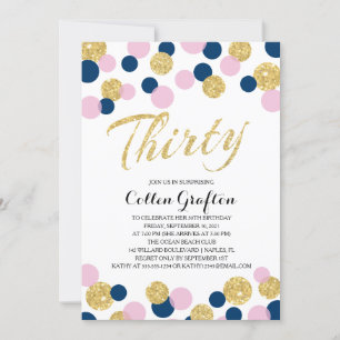 Invitation Parties scintillant étincelante Confetti 30e ann