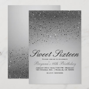 Invitation Parties scintillant étincelante en argent douce 16