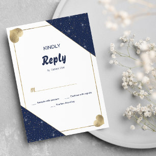Invitation Parties scintillant étincelante en or bleu marine 