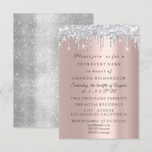 Invitation Parties scintillant étincelante Silver Grey Rose n