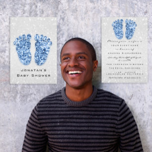 Invitation Parties scintillant étincelle Baby shower pieds bl