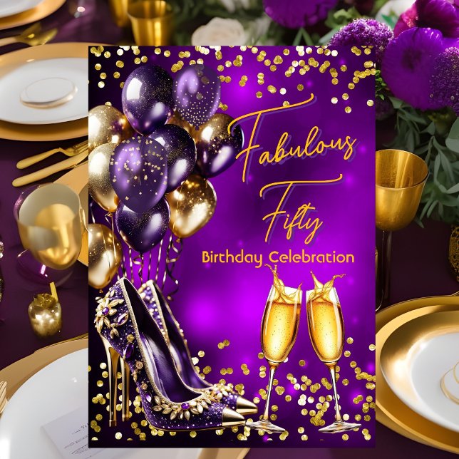 Invitation Parties scintillant fabuleuse Purple Gold talons h (Créateur téléchargé)