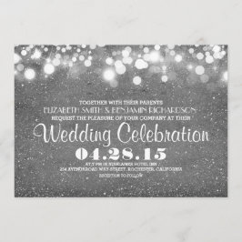 Invitation parties scintillant fausse argent fil lumières mar