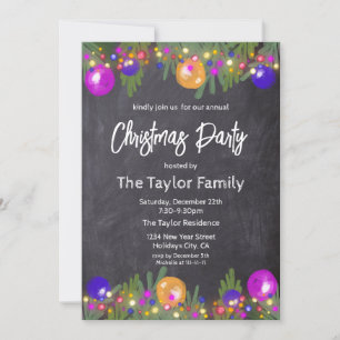 Invitation Parties scintillant Festif Noël Wreath Diner fêtes