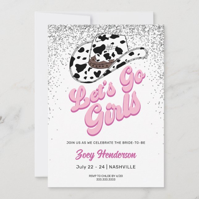 Invitation Parties scintillant Filles du week-end Bachelorett (Devant)