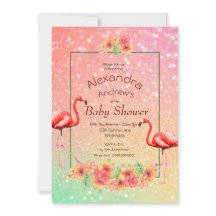 Parties scintillant Flamant rose Fleurs tropicales