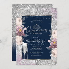 Invitation Parties scintillant, Fleurs de Boho, Perles de ver