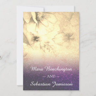 Invitation *~* Parties scintillant florale Ombre Mariage aqua