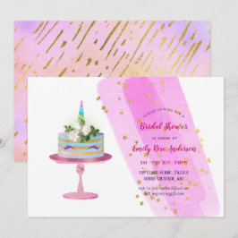 Invitation Parties scintillant Foil Look UNICORN GÂTEAU Fille