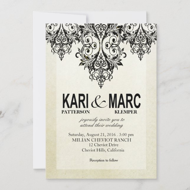 Invitation Parties scintillant Gatsby noir et blanc Mariage (Devant)