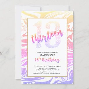 Invitation Parties scintillant Girly Multi-Color 13th Birthda
