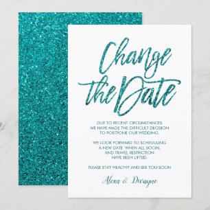 Invitation Parties scintillant Glam Aqua annulée Mariage repo