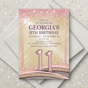 Invitation Parties scintillant Glam Rose Gold 11e anniversair