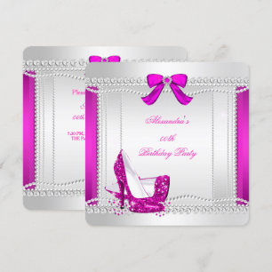 Invitation Parties scintillant Glamor Hot Rose High Heels Pea