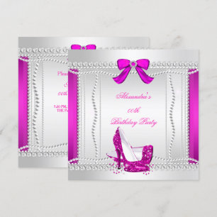 Invitation Parties scintillant Glamor Hot rose High Heels Pea