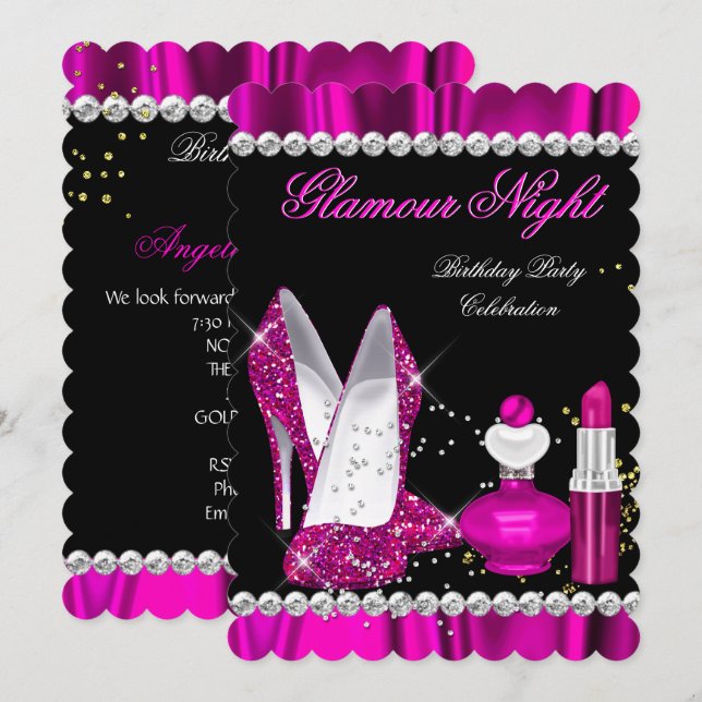 Invitation Parties scintillant Glamor Nuit Profond Rose Gold  (Devant / Derrière)