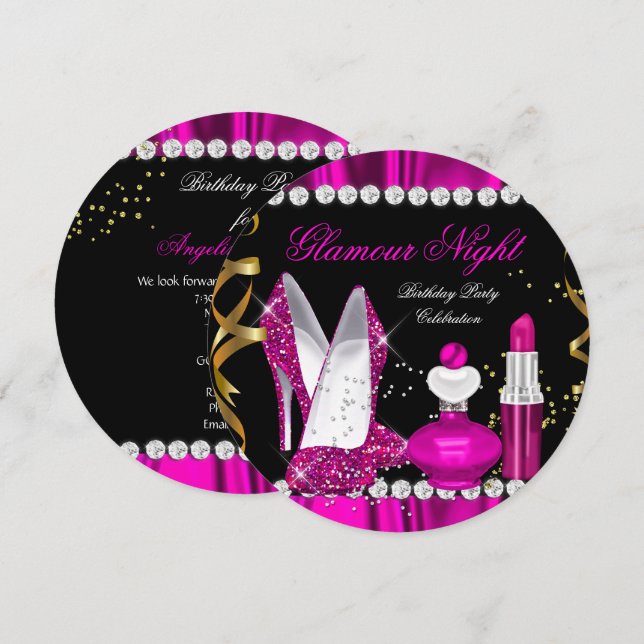 Invitation Parties scintillant Glamor Nuit Profond Rose Gold  (Devant / Derrière)