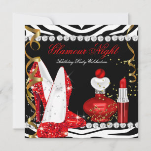 Invitation Parties scintillant Glamor Nuit Rouge Or Black Zeb