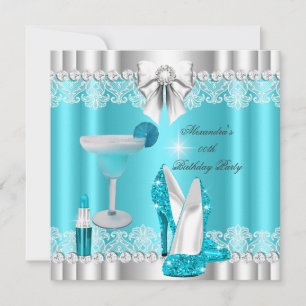 Invitation Parties scintillant Glamor Turquoise Hi Heels Lips