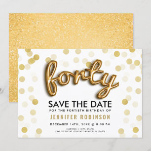 Invitation Parties scintillant Gold Balloons 40e anniversaire