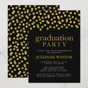 Invitation Parties scintillant Gold et Black Confetti Graduat