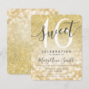 Invitation Parties scintillant Gold Faux Lumières Glam Sweet