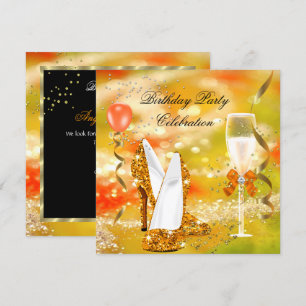 Invitation Parties scintillant Gold High Heures Orange Annive
