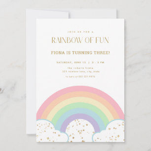 Invitation Parties scintillant Gold & Pastel Rainbow Invitati