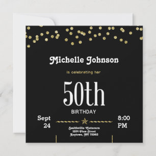 Invitation Parties scintillant Gold personnalisable 50e anniv