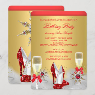 Invitation Parties scintillant Gold Red High Heures Silver Ch