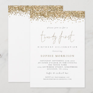Invitation Parties scintillant Gold tendance 21e fête d'anniv