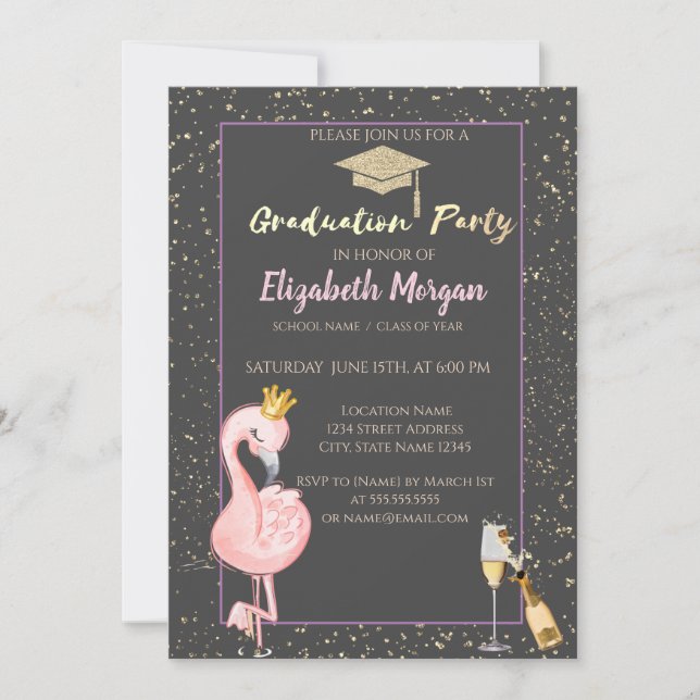 Invitation Parties scintillant Grand Casquette, Confetti, Vin (Devant)
