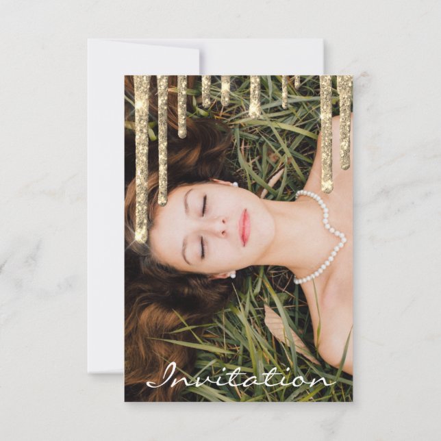 Invitation Parties scintillant Gris or  gouttes Anniversaire  (Dos)