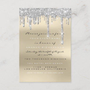 Invitation Parties scintillant grise gouttes argent ivoire nu
