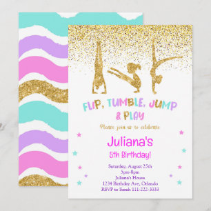 Invitation Parties scintillant Gymnastique Anniversaire Invit