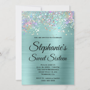 Invitation Parties scintillant Holo Pale Turquoise Sweet sixt