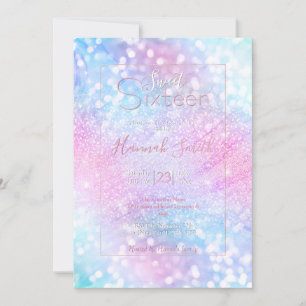 Invitation Parties scintillant Iridescente Magique Éclat rose