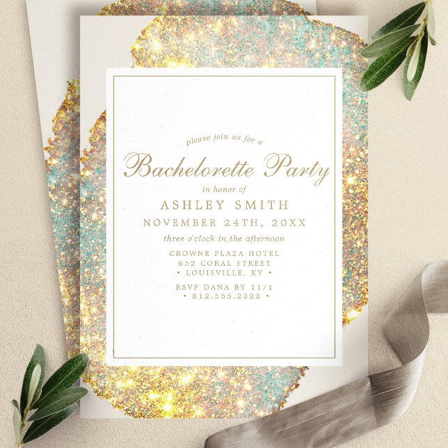 Invitation Parties scintillant Iridescente moderne Bacheloret (Créateur téléchargé)
