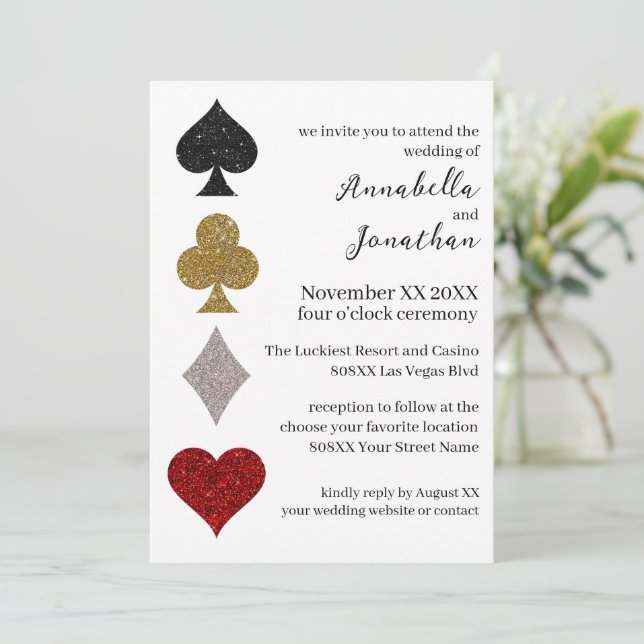 Invitation Parties scintillant Las Vegas Casino Mariage (Debout devant)