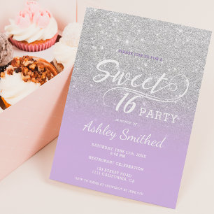 Invitation Parties scintillant lavande argentée ombre violet 