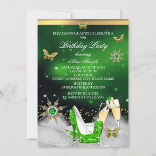 Invitation Parties scintillant Lime Green Butterfly Heels Gol
