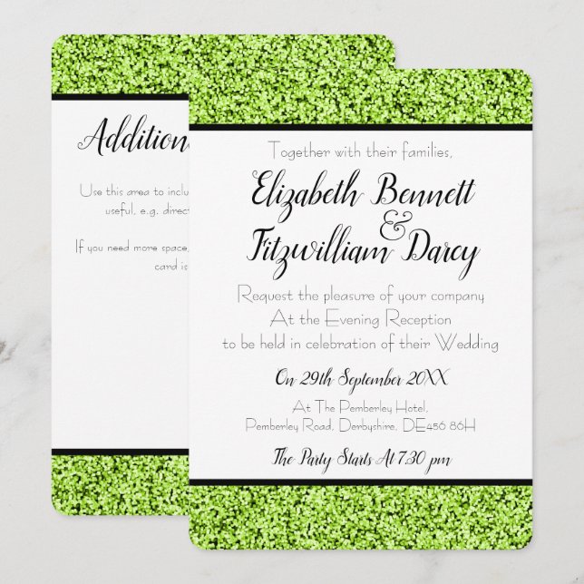 Invitation Parties scintillant Lime Green Faux Soirée Invitat (Devant / Derrière)